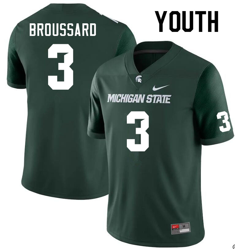 Youth #3 Jarek Broussard Michigan State Spartans College Football Jerseys Sale-Green